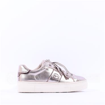 Tamaris Alexia Platform Laced Trainer - Light Gold